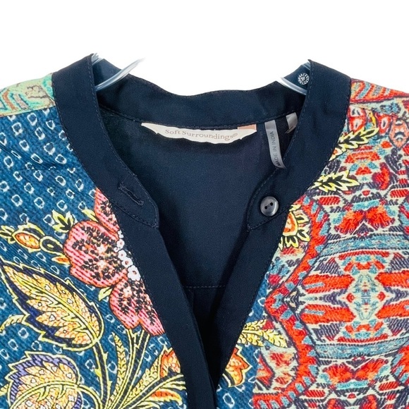 Soft Surroundings Boho Agra Tunic Top Paisley Floral Print Blouse - Sz XSP - Picture 5 of 15